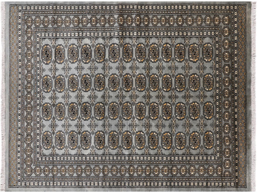 Grey 5' 6" X 7' 4" Silky Bokhara Hand Knotted Wool Rug - Q24642