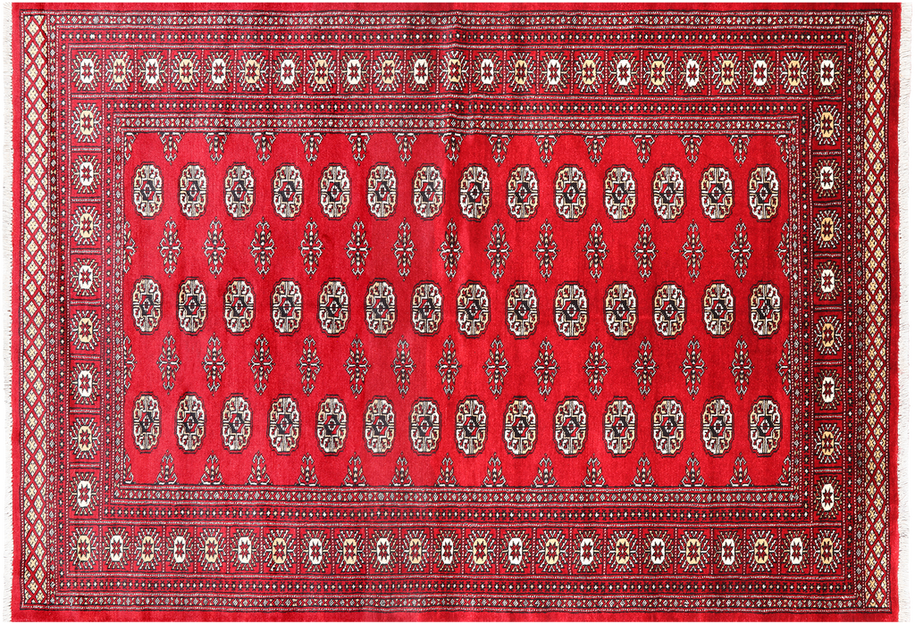 Red 5' 5" X 7' 10" Silky Bokhara Handmade Wool Rug - Q24643