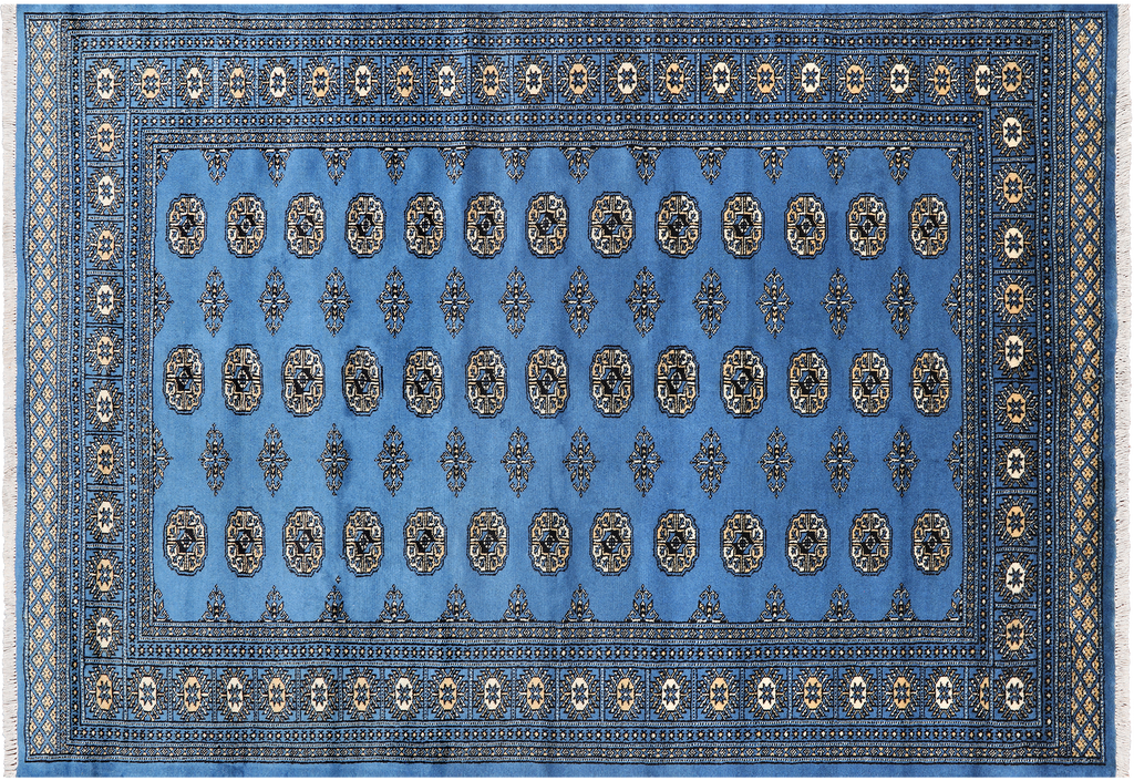 Blue 5' 6" X 7' 11" Silky Bokhara Handmade Wool Rug - Q24644