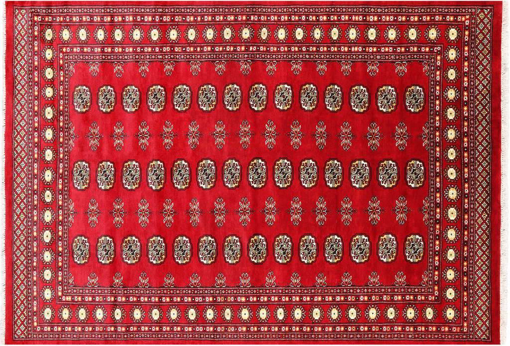 Red 5' 7" X 8' 1" Silky Bokhara Handmade Wool Rug - Q24645