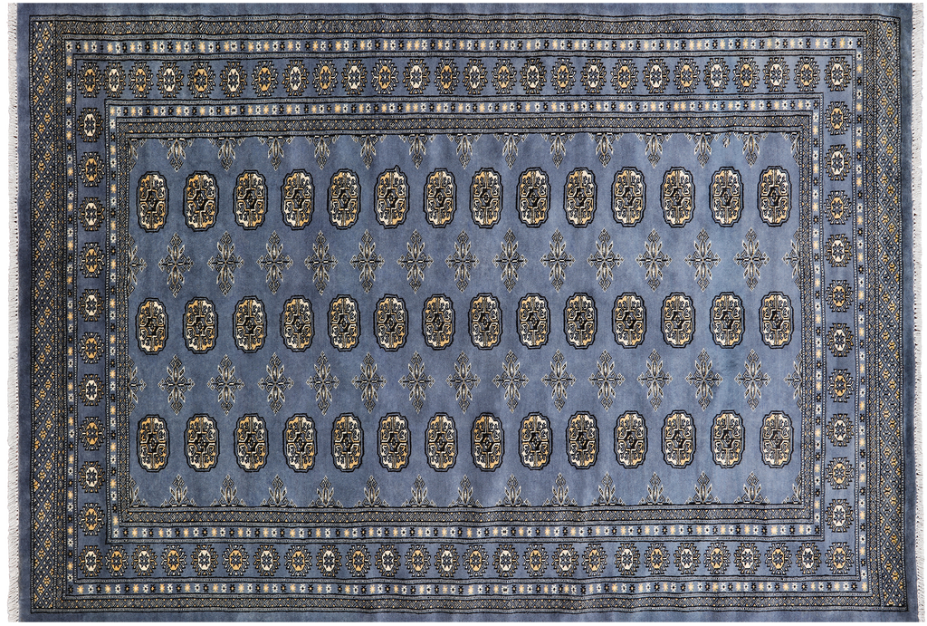 Blue 5' 9" X 8' 6" Silky Bokhara Hand-Knotted Wool Rug - Q24646