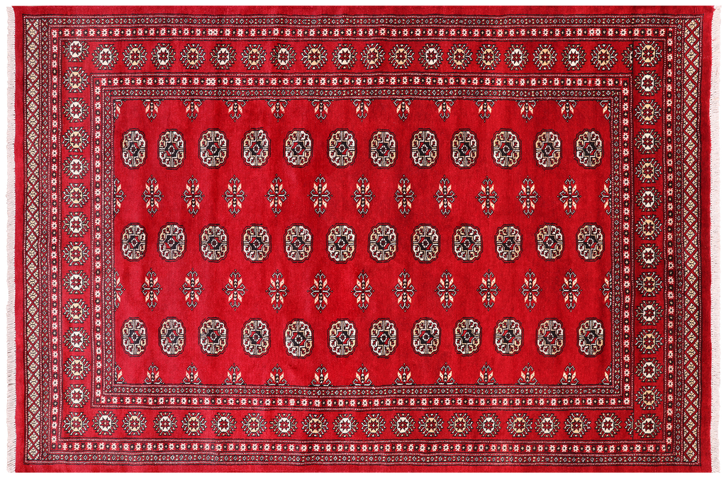 Red 5' 7" X 8' 2" Silky Bokhara Hand Knotted Wool Rug - Q24648