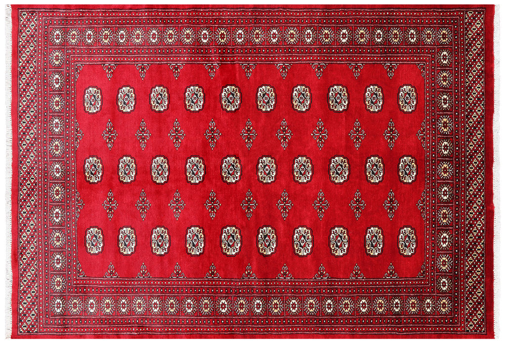 Red 5' 6" X 7' 10" Silky Bokhara Hand-Knotted Wool Rug - Q24652