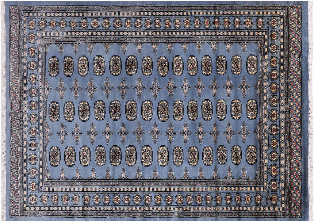 Blue 5' 7" X 7' 10" Silky Bokhara Handmade Wool Rug - Q24654