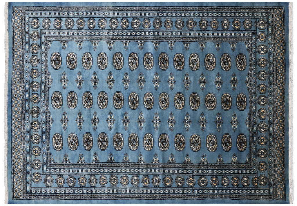 Blue 5' 8" X 7' 9" Silky Bokhara Handmade Wool Rug - Q24655