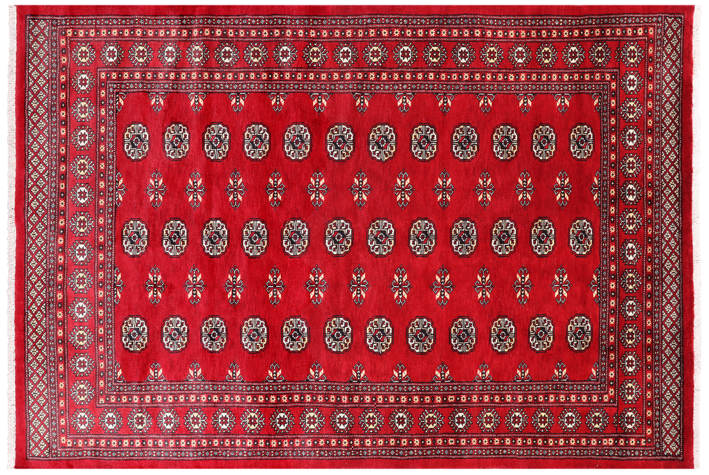 Red 5' 8" X 8' 2" Silky Bokhara Handmade Wool Rug - Q24656