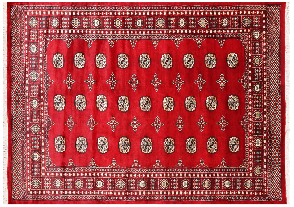 Red 5' 8" X 7' 10" Silky Bokhara Hand-Knotted Wool Rug - Q24658