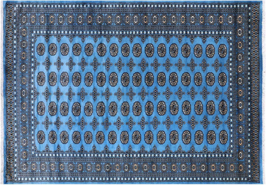 Blue 5' 8" X 8' 2" Silky Bokhara Handmade Wool Rug - Q24659