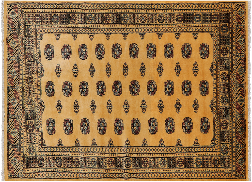 Gold 5' 7" X 7' 10" Silky Bokhara Handmade Wool Rug - Q24663