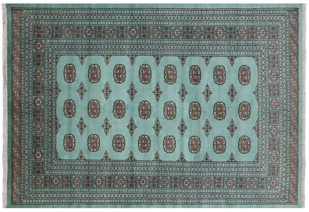 Green 5' 8" X 8' 1" Silky Bokhara Handmade Wool Rug - Q24664