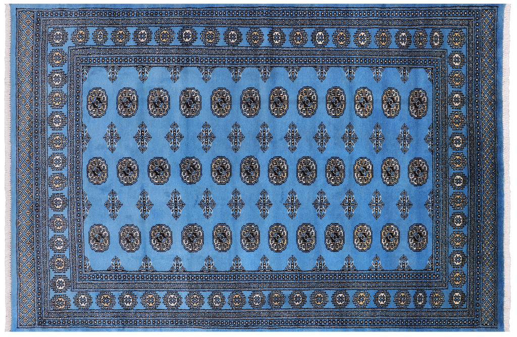 Blue 5' 6" X 8' 2" Silky Bokhara Hand Knotted Wool Rug - Q24667