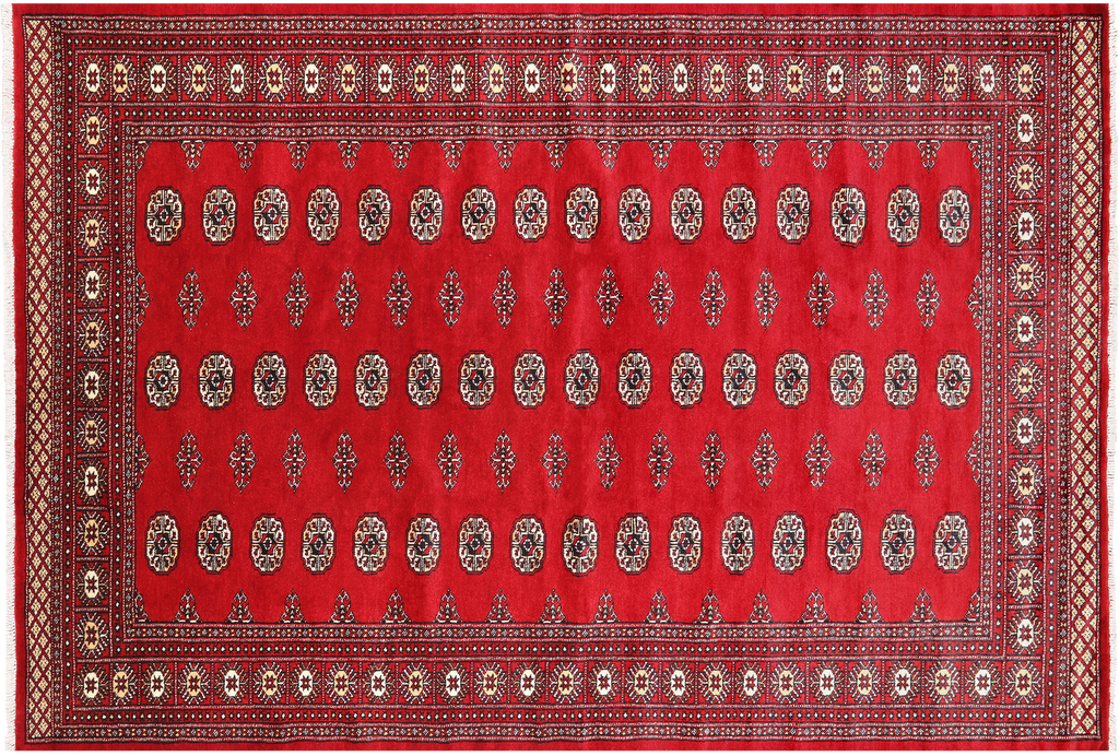 Red 6' 2" X 9' 0" Silky Bokhara Hand Knotted Wool Rug - Q24675