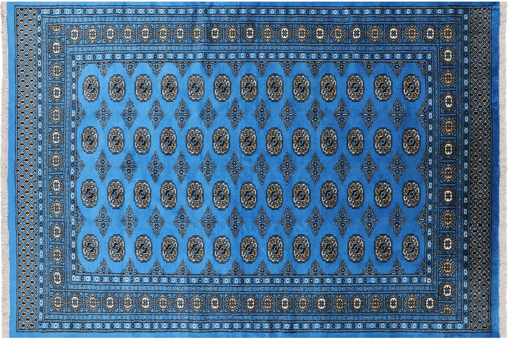 Blue 6' 1" X 8' 11" Silky Bokhara Hand-Knotted Wool Rug - Q24677