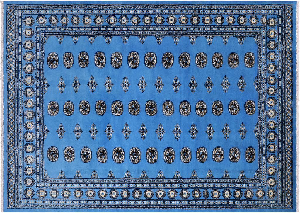 Blue 6' 1" X 8' 9" Silky Bokhara Hand Knotted Wool Rug - Q24679