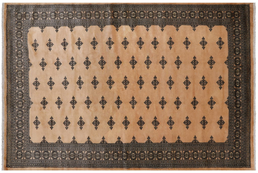 Beige 6' 2" X 9' 1" Silky Bokhara Hand Knotted Wool Rug - Q24680