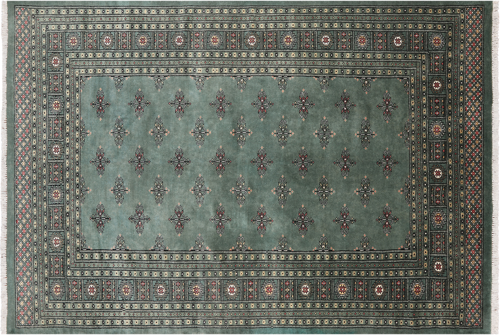 Green 6' 0" X 8' 8" Silky Bokhara Handmade Wool Rug - Q24682
