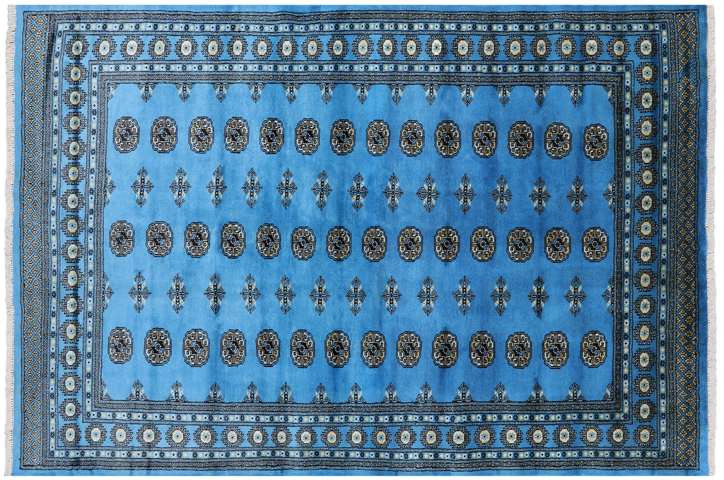 Blue 6' 0" X 8' 7" Silky Bokhara Hand-Knotted Wool Rug - Q24683