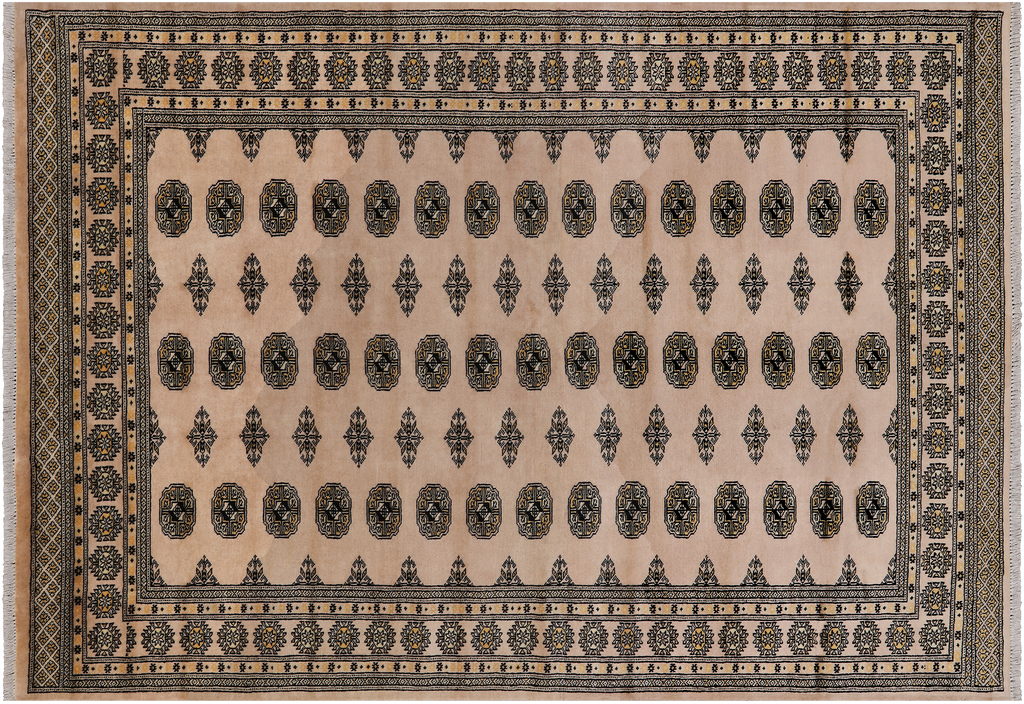 Ivory 6' 0" X 8' 8" Silky Bokhara Hand Knotted Wool Rug - Q24684