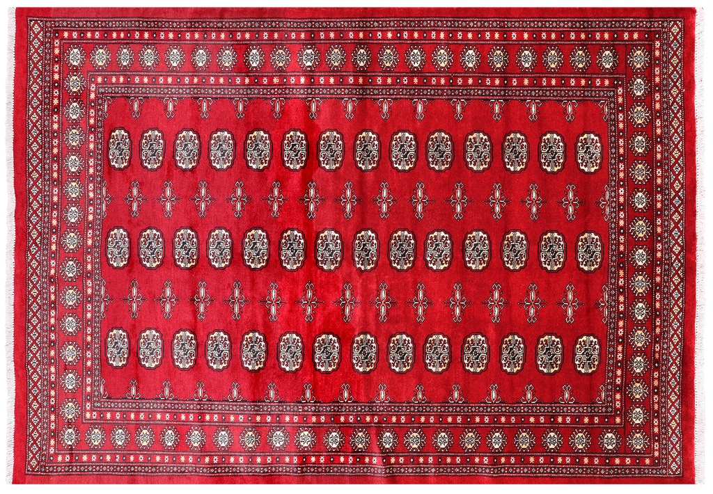 Red 6' 2" X 8' 8" Silky Bokhara Hand Knotted Wool Rug - Q24688
