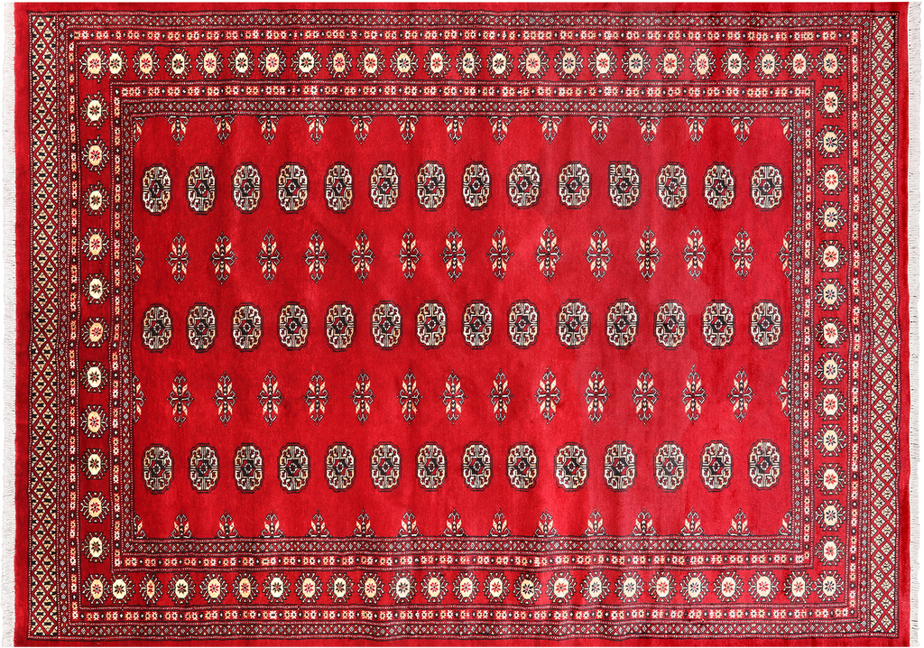 Red 6' 1" X 8' 9" Silky Bokhara Handmade Wool Rug - Q24697