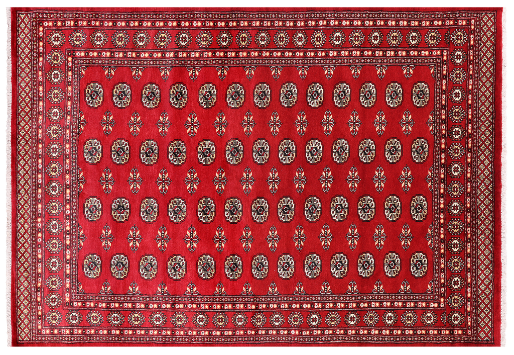 Red 6' 1" X 8' 10" Silky Bokhara Hand-Knotted Wool Rug - Q24698