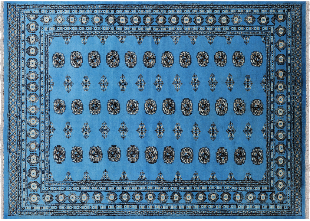 Blue 6' 1" X 8' 4" Silky Bokhara Hand-Knotted Wool Rug - Q24699