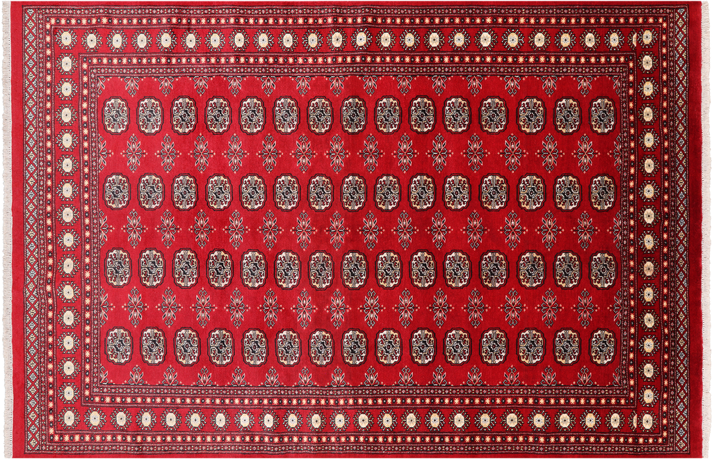 Red 6' 0" X 9' 1" Silky Bokhara Handmade Wool Rug - Q24701
