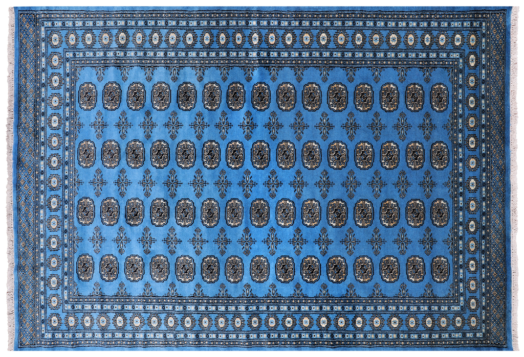 Blue 6' 3" X 9' 0" Silky Bokhara Hand Knotted Wool Rug - Q24702