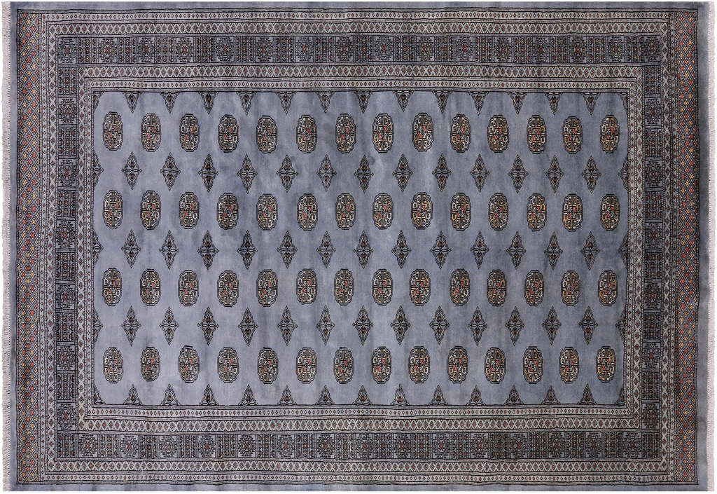 Grey 6' 4" X 9' 6" Silky Bokhara Handmade Wool Rug - Q24710