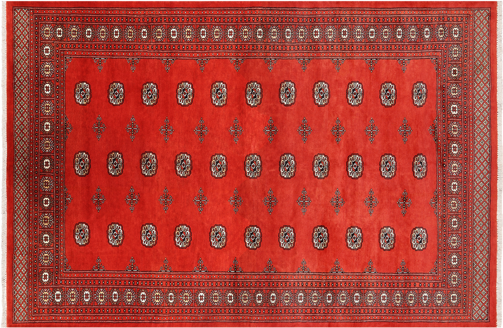 Rust 6' 6" X 10' 1" Silky Bokhara Hand-Knotted Wool Rug - Q24712