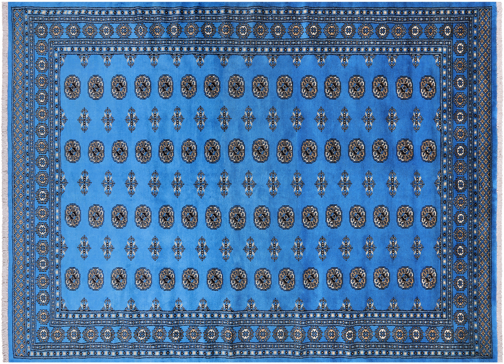 Blue 7' 1" X 9' 10" Silky Bokhara Handmade Wool Rug - Q24720