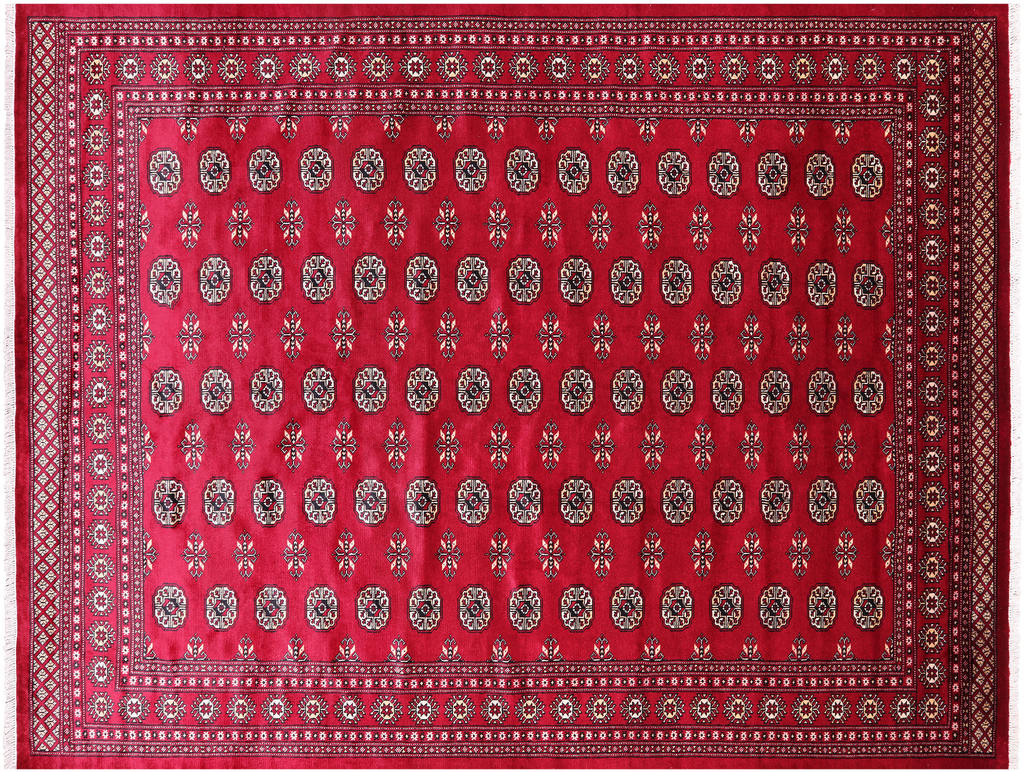 Red 7' 2" X 9' 7" Silky Bokhara Handmade Wool Rug - Q24722