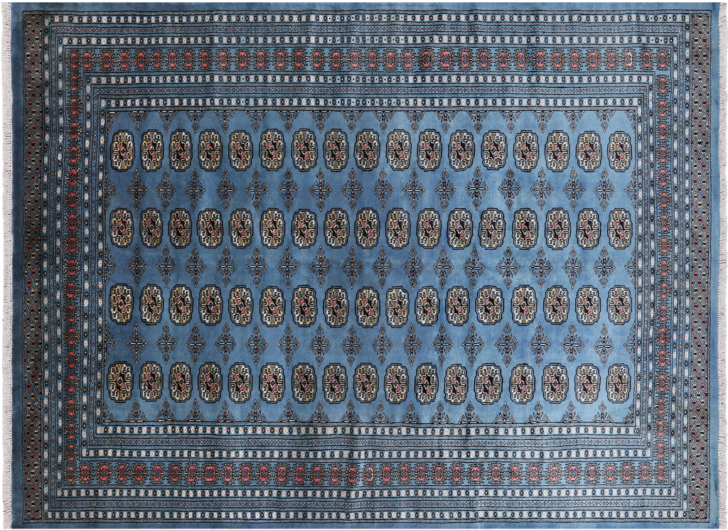 Blue 6' 11" X 9' 8" Silky Bokhara Handmade Wool Rug - Q24723
