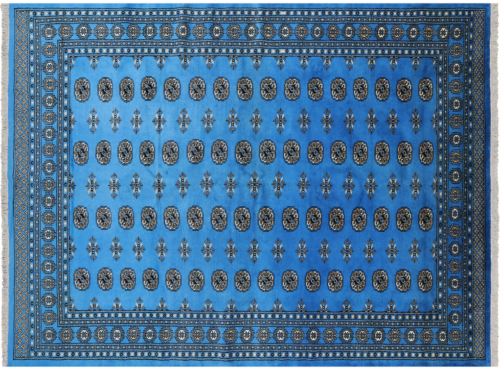 Blue 7' 2" X 9' 7" Silky Bokhara Handmade Wool Rug - Q24724