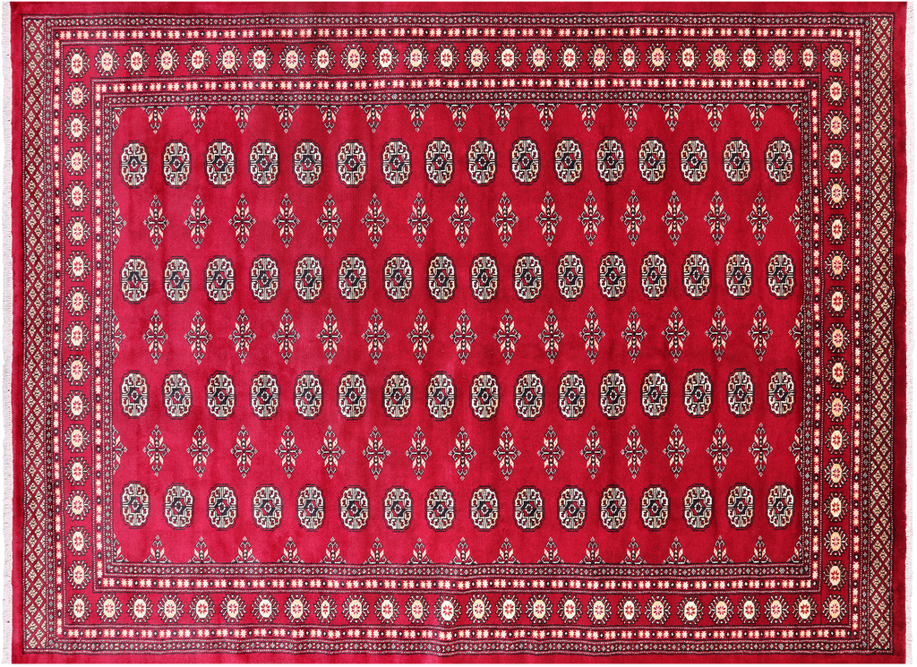 Red 7' 1" X 9' 11" Silky Bokhara Hand Knotted Wool Rug - Q24727