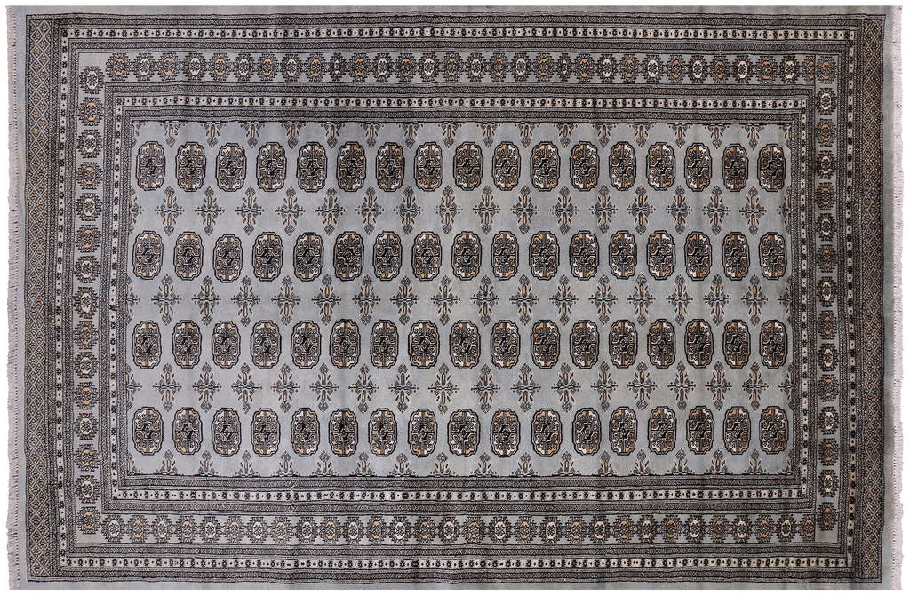 Grey 6' 6" X 9' 9" Silky Bokhara Handmade Wool Rug - Q24729