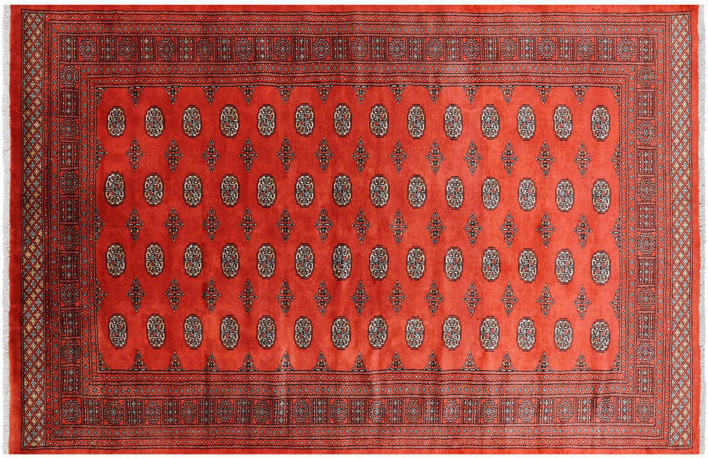 Orange 6' 5" X 9' 11" Silky Bokhara Hand Knotted Wool Rug - Q24730