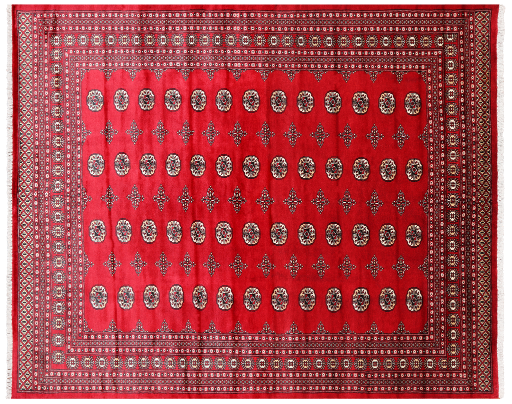 Red 8' 0" X 9' 10" Silky Bokhara Handmade Wool Rug - Q24733
