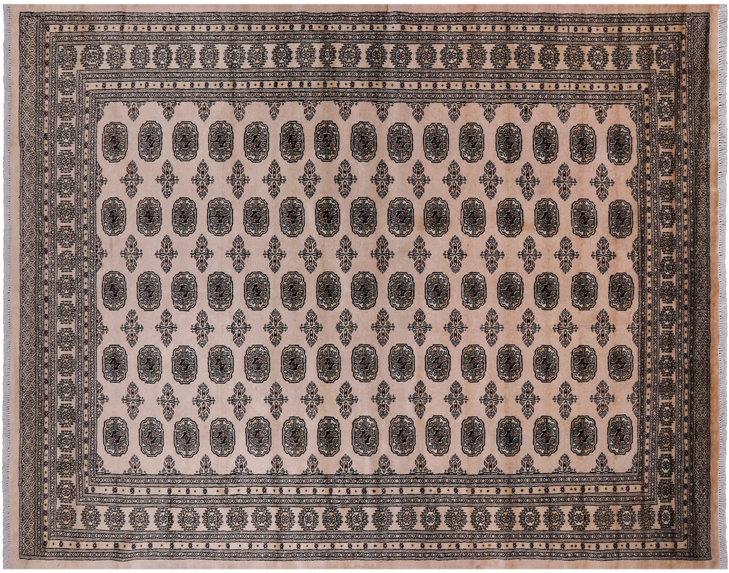 Ivory 7' 10" X 9' 11" Silky Bokhara Hand Knotted Wool Rug - Q24735