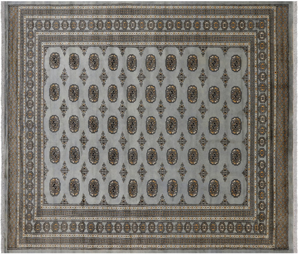 Grey 8' 3" X 9' 10" Silky Bokhara Hand-Knotted Wool Rug - Q24736