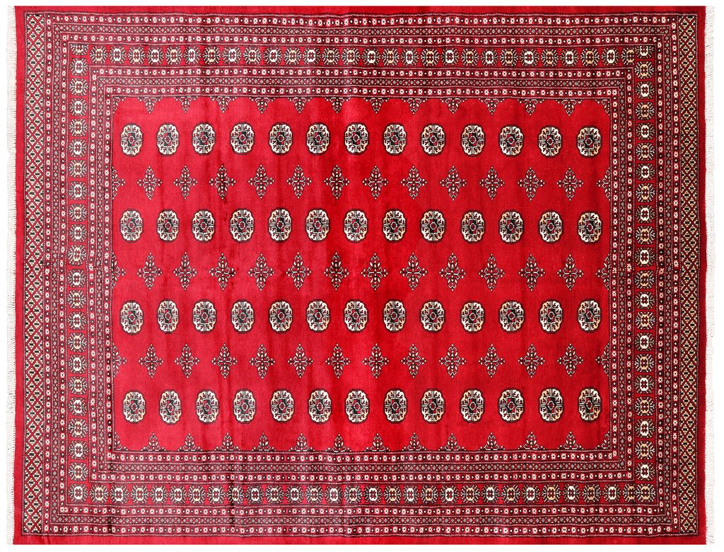 Red 8' 2" X 10' 6" Silky Bokhara Hand-Knotted Wool Rug - Q24737
