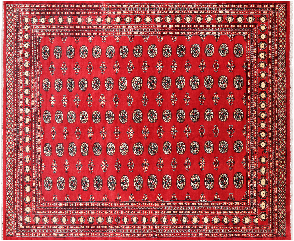 Red 8' 1" X 9' 9" Silky Bokhara Handmade Wool Rug - Q24739