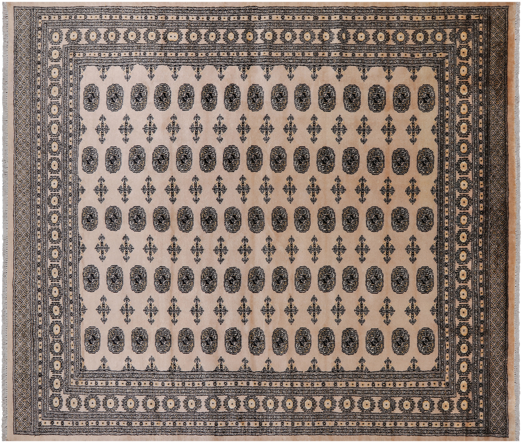 Ivory 7' 11" X 9' 3" Silky Bokhara Handmade Wool Rug - Q24745