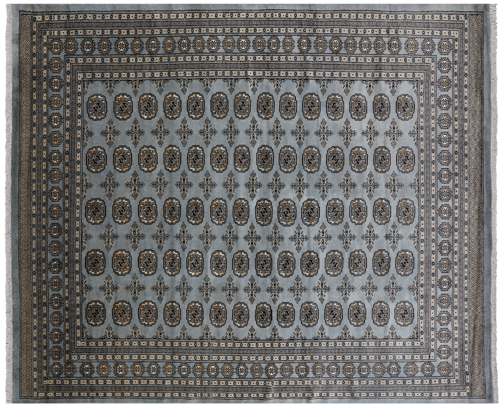 Grey 8' 3" X 9' 10" Silky Bokhara Handmade Wool Rug - Q24746