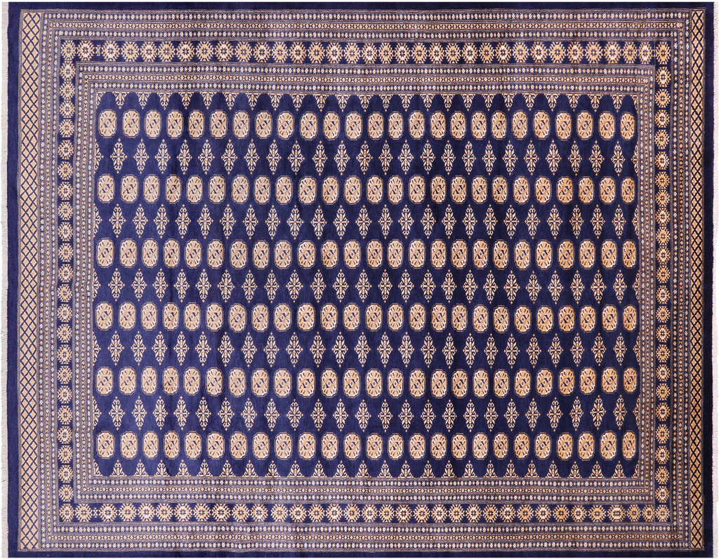 Navy Blue 9' 1" X 11' 7" Silky Bokhara Handmade Wool Rug - Q24753