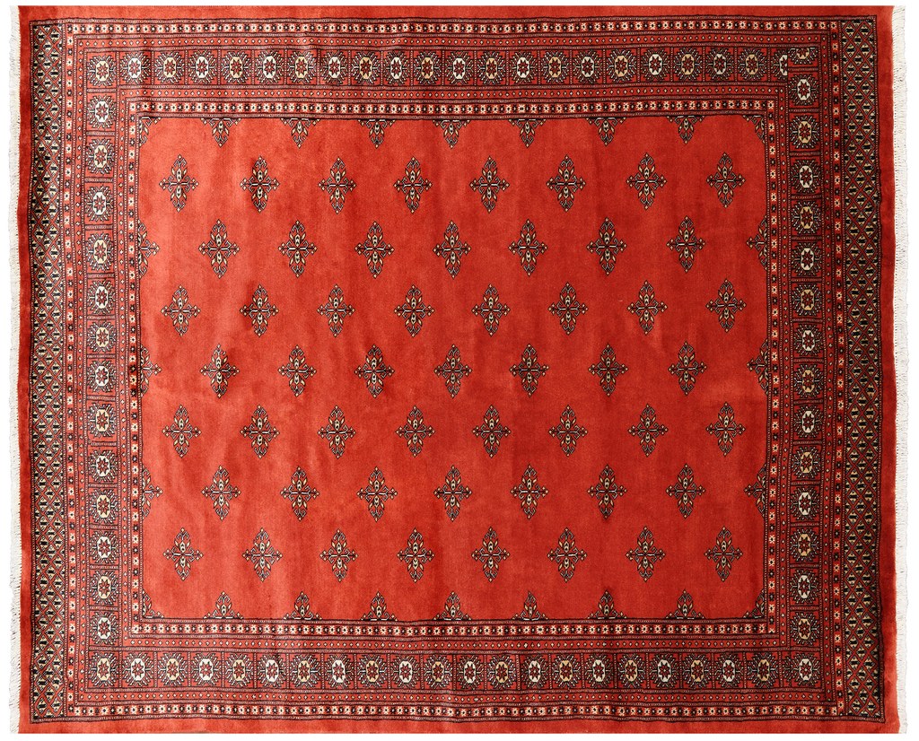 Rust 6' 5" X 7' 8" Silky Bokhara Hand-Knotted Wool Rug - Q24770