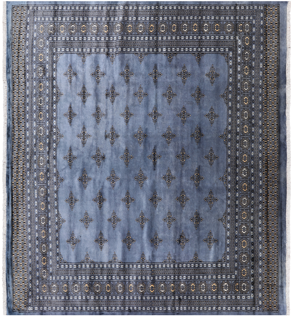 Blue 8' 2" X 7' 4" Silky Bokhara Handmade Wool Rug - Q24782