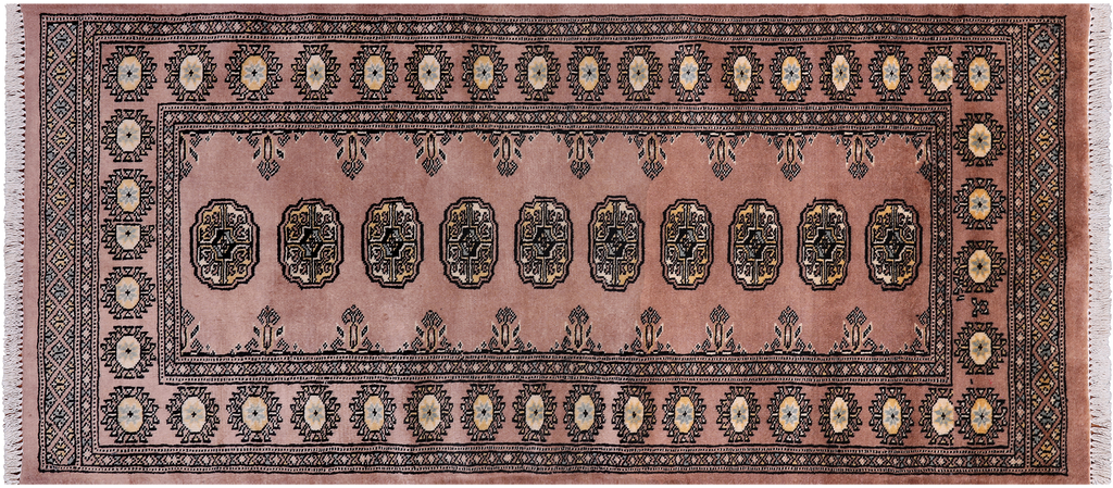 Light Brown 2' 6" X 5' 7" Runner Silky Bokhara Hand Knotted Wool Rug - Q24783