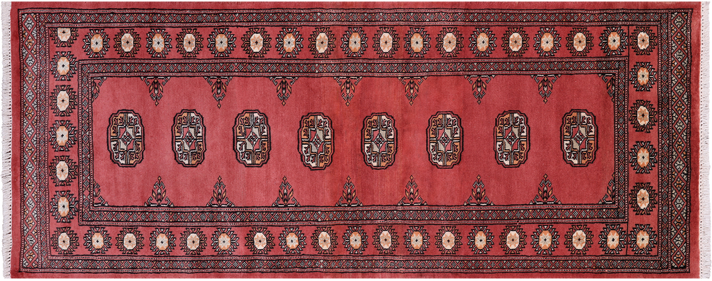 Pink 2' 6" X 6' 7" Runner Silky Bokhara Hand Knotted Wool Rug - Q24795