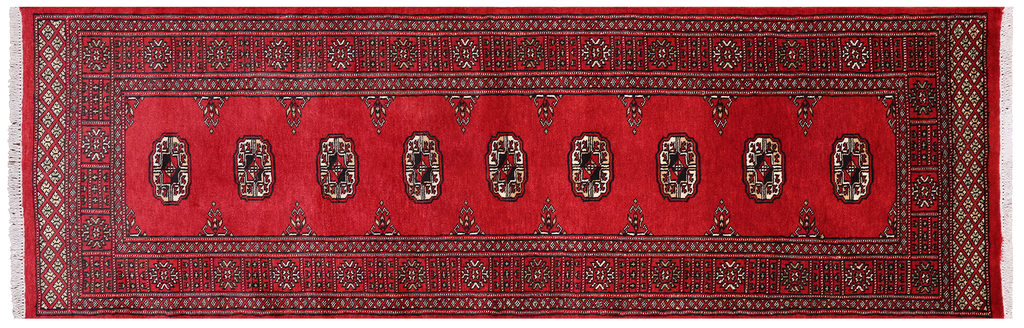 Red 2' 6" X 7' 9" Silky Bokhara Hand-Knotted Wool Runner Rug - Q24803